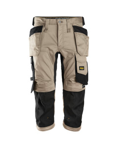 Snickers 6142 AllroundWork Stretch Pirate Shorts with Holster Pockets (Khaki/Black)