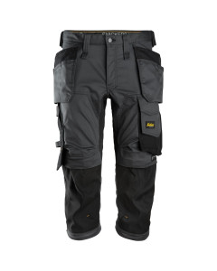 Snickers 6142 AllroundWork Stretch Pirate Shorts with Holster Pockets (Steel Grey/Black)