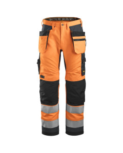 Snickers 6230 AllroundWork Hi Vis Work Trousers+ Holster Pockets Class 2 (Hi Vis Orange/Steel Grey)