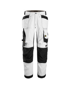 Snickers 6251 AllroundWork Stretch Loose Fit Trousers+ with Holster Pockets (White/Black)
