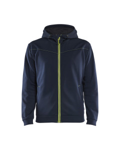 Blaklader 3363 Hoodie With Full Zipper - Dark Navy Blue/Hi-Vis Yellow