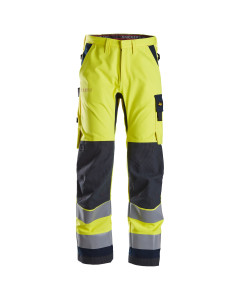 Snickers 6360 ProtecWork Hi-Vis Class 2, Work Trousers | Flame Retardant (Yellow/Navy)