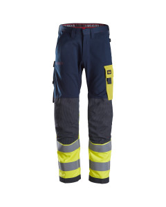 Snickers 6376 ProtecWork Hi-Vis Class 1, Work Trousers | Flame Retardant (Navy/Yellow)