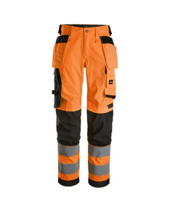 Snickers 6743 Hi-Vis Women's Stretch Trousers with Holster Pockets Class 2 (Hi-Vis Orange/Black)