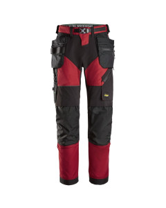 Snickers FlexiWork 6902 Work Trousers with Holster Pockets (Chili Red/Black)