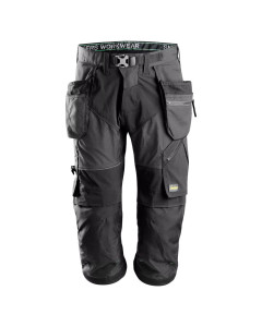 Snickers 6905 FlexiWork Pirate Trousers+ with Holster Pockets (Steel Grey/Black)