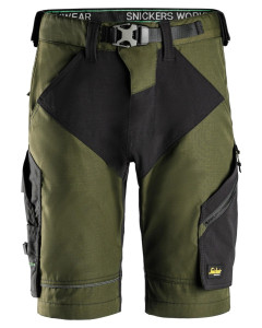 Snickers 6914 FlexiWork Work Shorts+ (Khaki Green/Black)