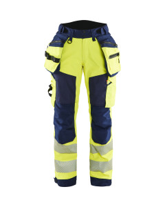 Blaklader 7118 Women's Softshell Hi-Vis Trousers - Hi-Vis Yellow/Navy Blue