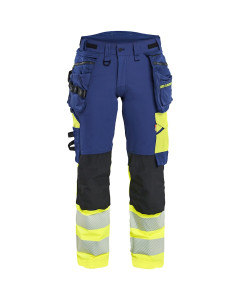 Blaklader 7025 Women's Hi-Vis Work Trousers - 4-way stretch - Navy Blue/Hi-Vis Yellow