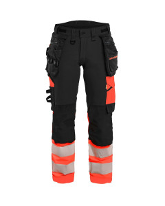 Blaklader 7025 Women's Hi-Vis Work Trousers - 4-way stretch - Black/Hi-Vis Red