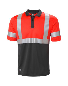 Helly Hansen 79253 Addvis Polo Shirt Class 1 - Hi Vis Red/Ebony
