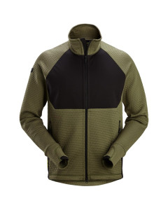 Snickers 8404 FlexiWork Zip Up Midlayer Jacket (Khaki Green/Black)