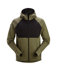 Snickers 8405 FlexiWork Full-Zip Midlayer Hoodie (Khaki Green/Black)