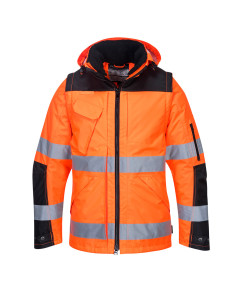 Portwest C469 Hi-Vis 3-in-1 Contrast Winter Pro Jacket - Class 3, Rail Spec (Orange/Black)