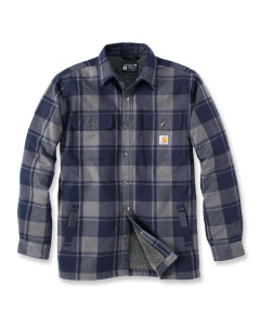 Carhartt 105939 Flannel Sherpa-Lined Shirt Jacket - Navy Blue Check