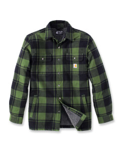 Carhartt 105939 Flannel Sherpa-Lined Shirt Jacket - Chive Green Check