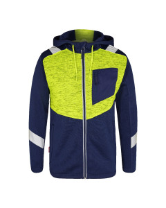Engel Cargo Knit Zip Up Hoodie (8870-256) - Blue Ink/Hi-Vis Yellow