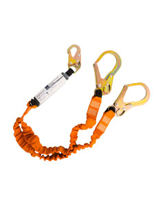 Portwest FP75 Double 140kg 1.8m Lanyard with Shock Absorber - (Black/Orange)