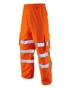 Leo Workwear INSTOW ISO 20471 Class 1 Breathable Cargo Overtrouser - Hi Vis Orange
