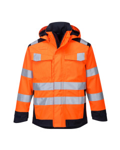 Portwest MV70 Modaflame Rain Multi Norm Arc Jacket - Waterproof, Rail Spec (Orange/Navy)