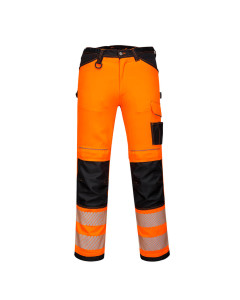 Portwest PW303 PW3 Hi-Vis Lightweight Stretch Work Trousers - Rail Spec (Orange/Black)