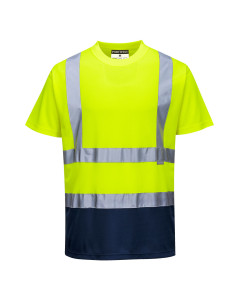 Portwest S378 Hi-Vis Contrast T-Shirt S/S  - (Yellow/Navy)