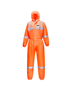 Portwest ST36 VisTex SMS Disposable Coverall Type 5/6 (Pack of 50) - (Orange)