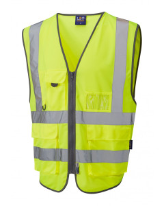 Leo Workwear BARNSTAPLE ISO 20471 Class 2 Superior 3-Part Waistcoat - Hi Vis Yellow
