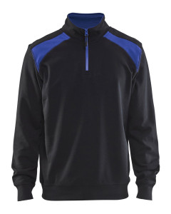 Blaklader 3353 Half Zip Two Tone Sweatshirt (Black/Cornflower Blue)
