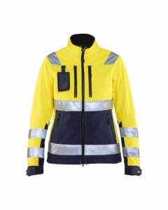 Blaklader 4902 Ladies High Vis Softshell Jacket - Waterproof, Windproof (Yellow/Navy Blue)