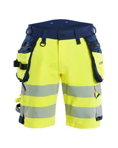 Blaklader 1120 Hi-Vis Shorts 4-Way Stretch, Holster Pockets - Hi-Vis Yellow/Navy Blue