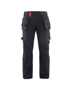 Blaklader 1522 4-Way Stretch Craftsman Work Trousers (Black / Red)