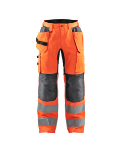 Blaklader 1552 High Vis Trouser With Stretch - Class 2, Rail Spec, Water Repellent (Hi-Vis Orange/Mid Grey)