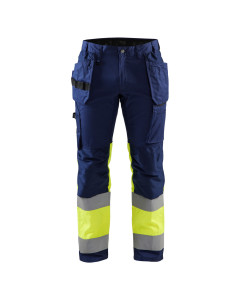 Blaklader 1558 High Vis Trousers with Stretch - Water Repellent (Navy/High Vis Yellow)