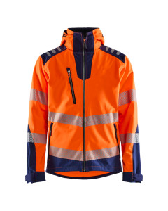 Blaklader 4491 Hi-Vis Softshell Jacket - Waterproof, Windproof, Rail Spec (High Vis Orange/Navy)