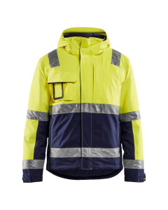Blaklader 4870 High Vis Winter Jacket - Waterproof, Quilt Lined (Hi-Vis Yellow/Navy Blue)