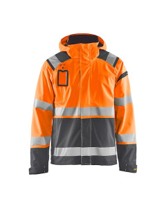 Blaklader 4987 Hi Vis Waterproof Shell Jacket (Hi Vis Orange / Mid Grey)