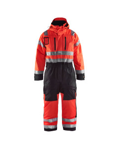 Blaklader 6763 Winter Overall High Visibility Class 3 - Waterproof, Quilt Lined (Hi-Vis Red/Black)
