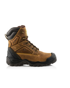 Buckbootz BSH011 High Leg Safety Lace Boots, Waterproof, Buckshot - S3 HRO SRC WRU (Dark Brown Crazy Horse)