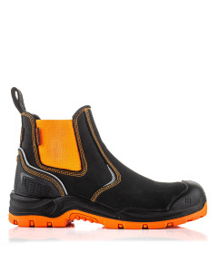 Buckbootz BVIZ3 Buckz Viz Safety Dealer Boots, High Visibility, Metal Free, Waterproof - S7S SC HRO FO LG SR WR (Black/Orange)