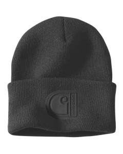 Carhartt 107190 AH7190 Knit Cuffed C Patch Beanie Hat (Black)