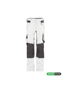 Dassy 201020 Dynax Painters Women's Painter Trousers with Stretch and Knee Pockets - White/Anthracite Grey - UK 12 (EU38) - Regular Leg - SALE