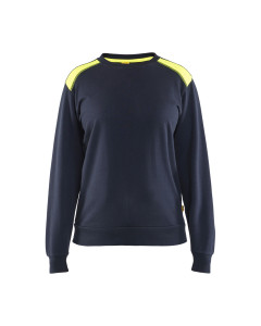 Blaklader 3408 Women's Sweatshirt - Dark Navy Blue/Hi-Vis Yellow