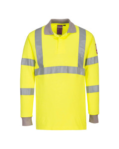 Portwest FR77 Flame Resistant Anti-Static Hi-Vis Long Sleeve Polo Shirt (Yellow)