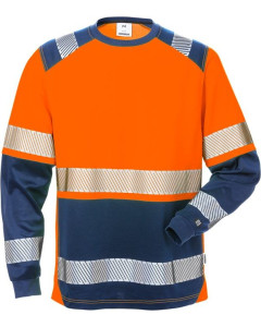 Fristads 7457 THV Class 2 High Vis Long Sleeve T-Shirt (Hi-Vis Orange/Navy)