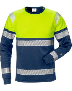 Fristads 7519 THV Class 1 High Vis Long Sleeve T-Shirt (Hi Vis Yellow/Navy)
