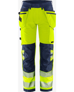 Fristads 2644 GSTP High Vis Green Class 2 Craftsman Stretch Trousers (Hi-Vis Yellow/Navy)