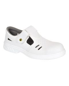 Portwest FW48 Steelite Ebro Safety Sandal S1 ESD FO SR Class 3 (White) - UK 10 / EU 44 - SALE