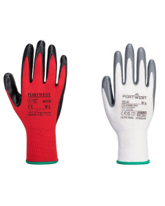 Portwest A310 Flexo Grip Nitrile Gloves (Red or White)