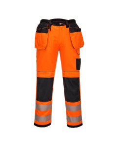 Portwest PW306 PW3 Hi-Vis Stretch Holster Trousers - Class 2, Rail Spec (Hi Vis Orange / Black)